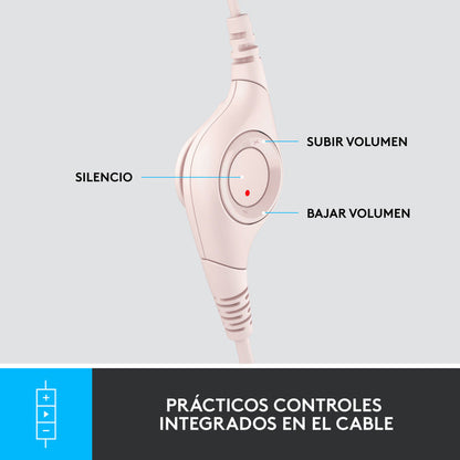Combo Cámara Web Logitech Brio 300 + Auricular H390 Usb Rosa