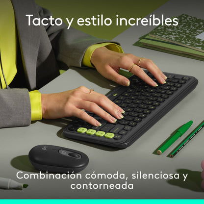 Combo Teclado Y Mouse Bluetooth, Logitech Pop Icon, Grafito