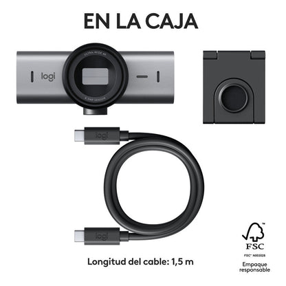 Cámara Web Logitech MX Brio Ultra HD 4K para Colaboración y Streaming