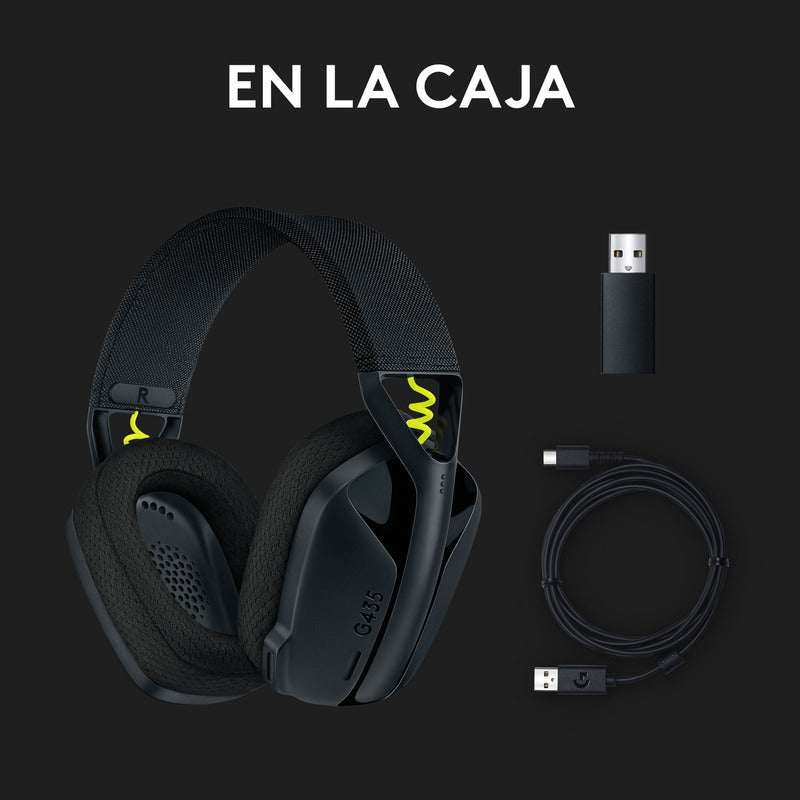 Auriculares Gamer Inalámbricos Logitech G435 LIGHTSPEED y Bluetooth, Negro
