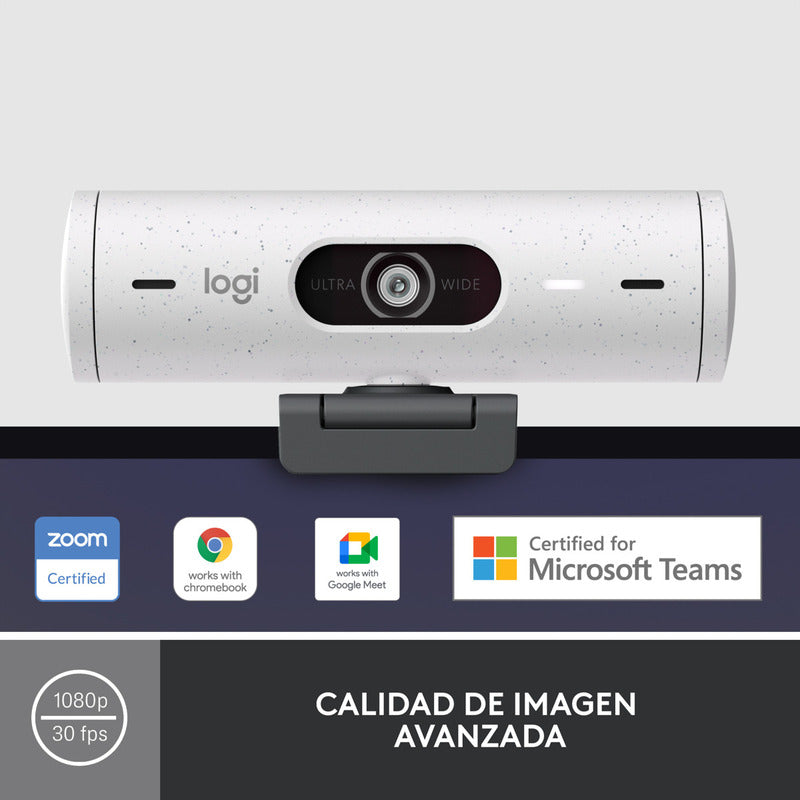 Webcam Full Hd 1080p, Rightlight 4, Logitech Brio 500 Blanco