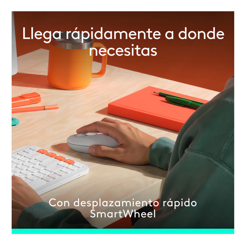 Combo Teclado Y Mouse Bluetooth, Logitech Pop Icon, Blanco