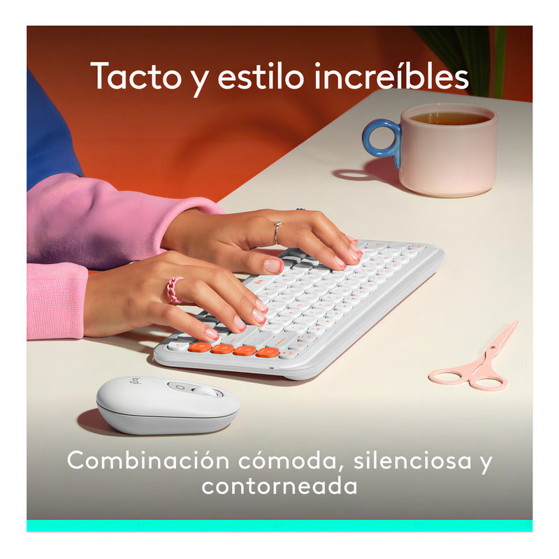 Combo Teclado Y Mouse Bluetooth, Logitech Pop Icon, Blanco