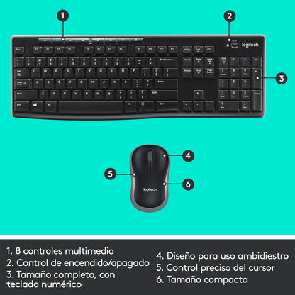 Teclado Multimedia Y Mouse Inalámbrico Logitech Mk270