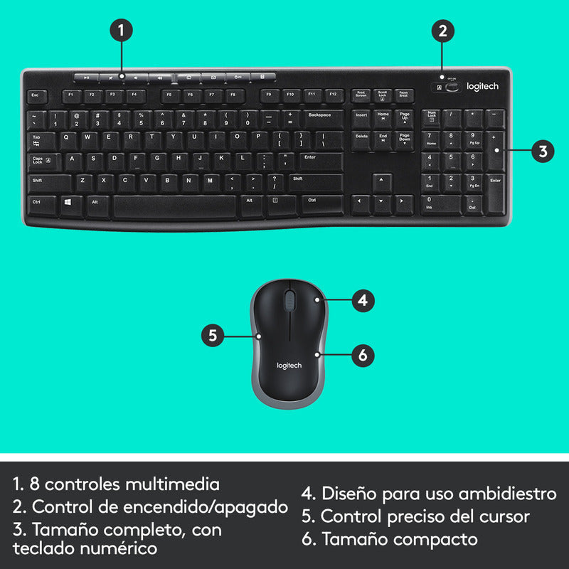 Teclado Multimedia Y Mouse Inalámbrico Logitech Mk270