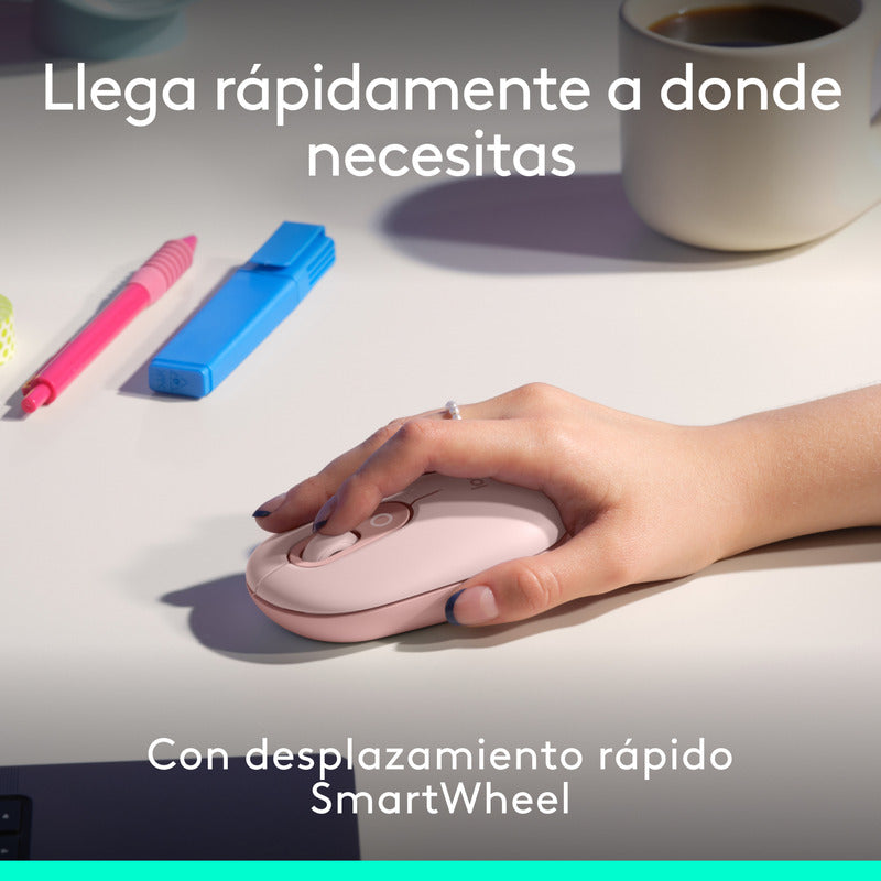 Combo Teclado Y Mouse Bluetooth, Logitech Pop Icon, Rosado
