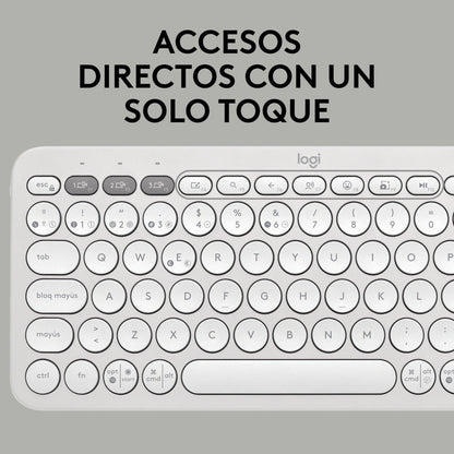 Combo Logitech Bluetooth: Teclado K380s + Mouse M196, Blanco