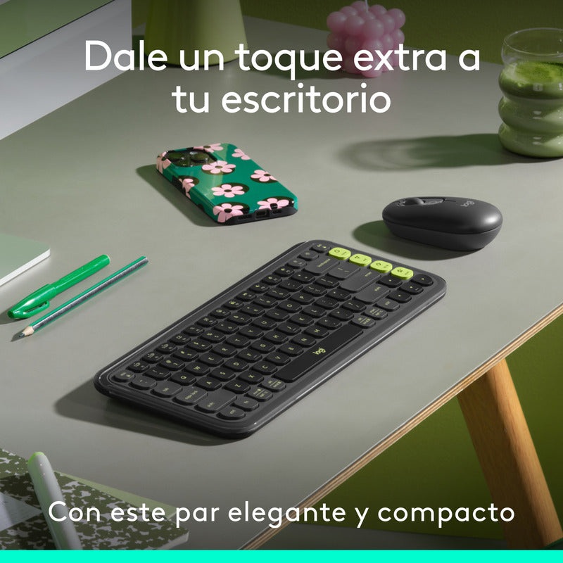 Combo Teclado Y Mouse Bluetooth, Logitech Pop Icon, Grafito