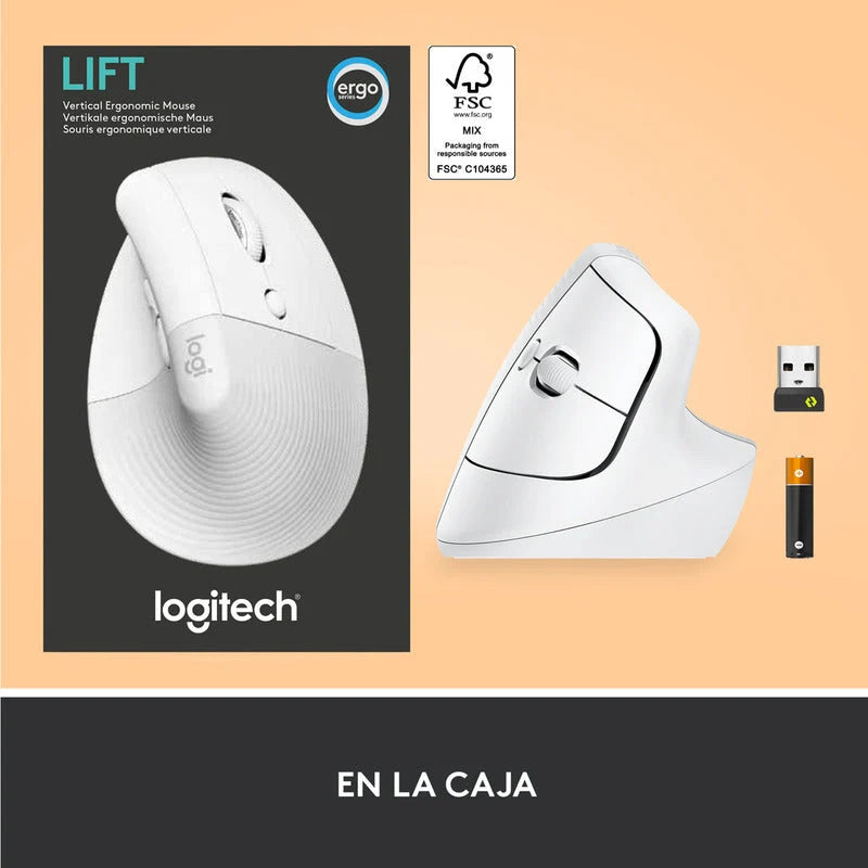 Combo Logitech Mouse Lift Ergo Blanco + Teclado MX Keys Mini Ergo Gris