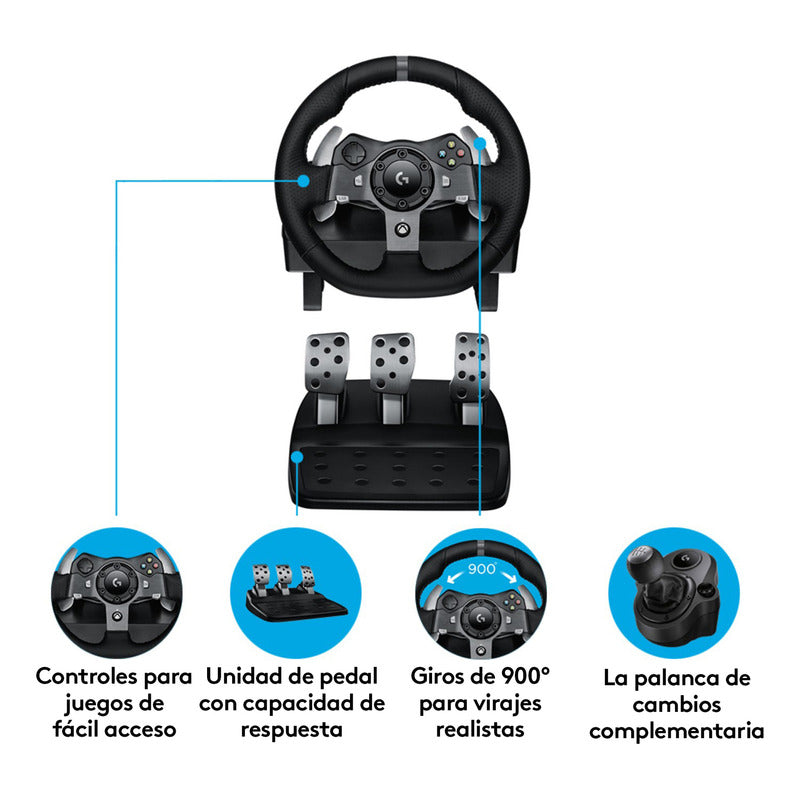 Volante Logitech G920 para Xbox Series X|S, Xbox One y PC + Palanca de Cambios