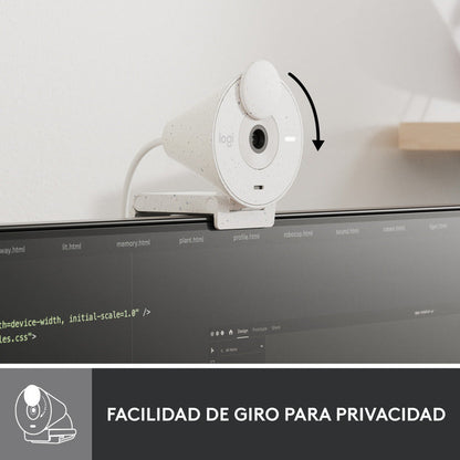Combo Cámara Web Logitech Brio 300 + Auricular H390 Usb Blanco