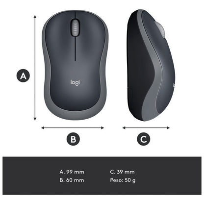 Mouse Inalámbrico Logitech M185, Win Mac Chrome Linux Gris