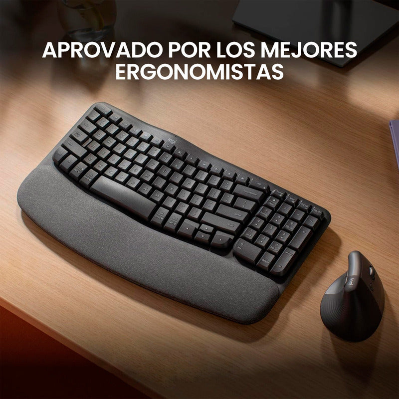 Teclado Ergonómico Inalámbrico Logitech Wave Keys, Grafito