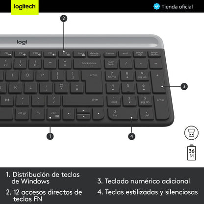 Combo Inalámbrico Slim Logitech MK470 + Pad Mouse Studio Series