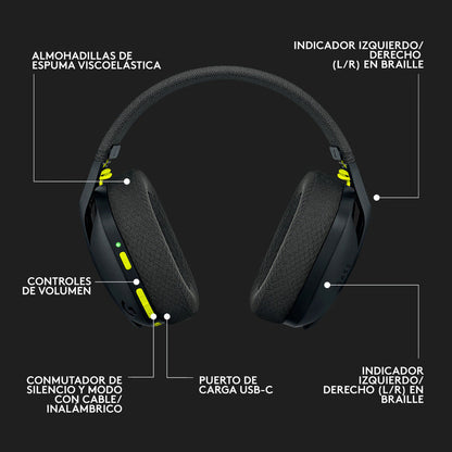 Auriculares Gamer Inalámbricos Logitech G435 LIGHTSPEED y Bluetooth, Negro