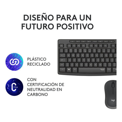 Combo Teclado y Mouse Inalámbrico Silencioso Logitech MK295 Silent