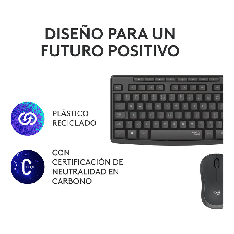 Combo Teclado y Mouse Inalámbrico Silencioso Logitech MK295 Silent