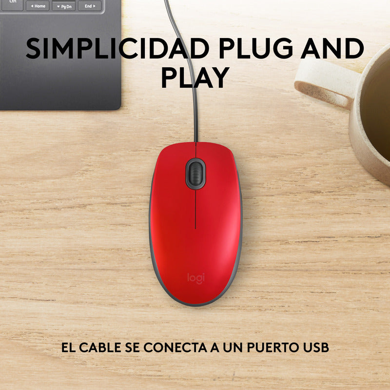 Mouse Logitech M110 Silent/ Clics 90% Más Silenciosos Rojo