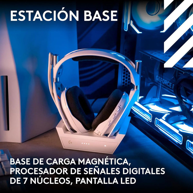 Auricular Gamer Inalámbrica + Base Logitech Astro A50 (5ta Gen) LIGHTSPEED, White
