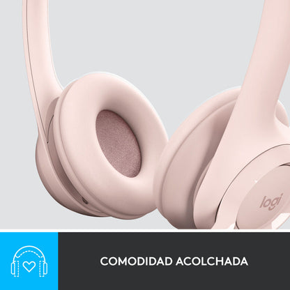 Auricular Usb Logitech H390, Mic Sin Ruido Y Controles, Rosa