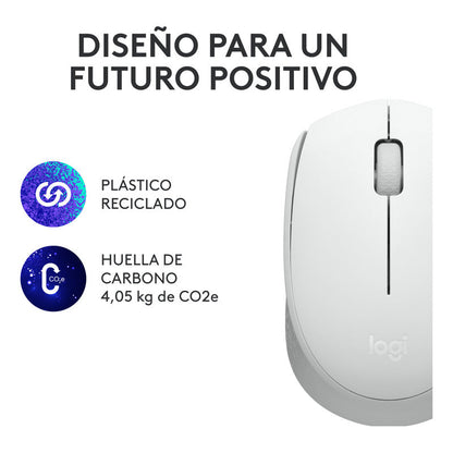Mouse Inalámbrico Logitech M170, Cómodo Y Portátil, Blanco