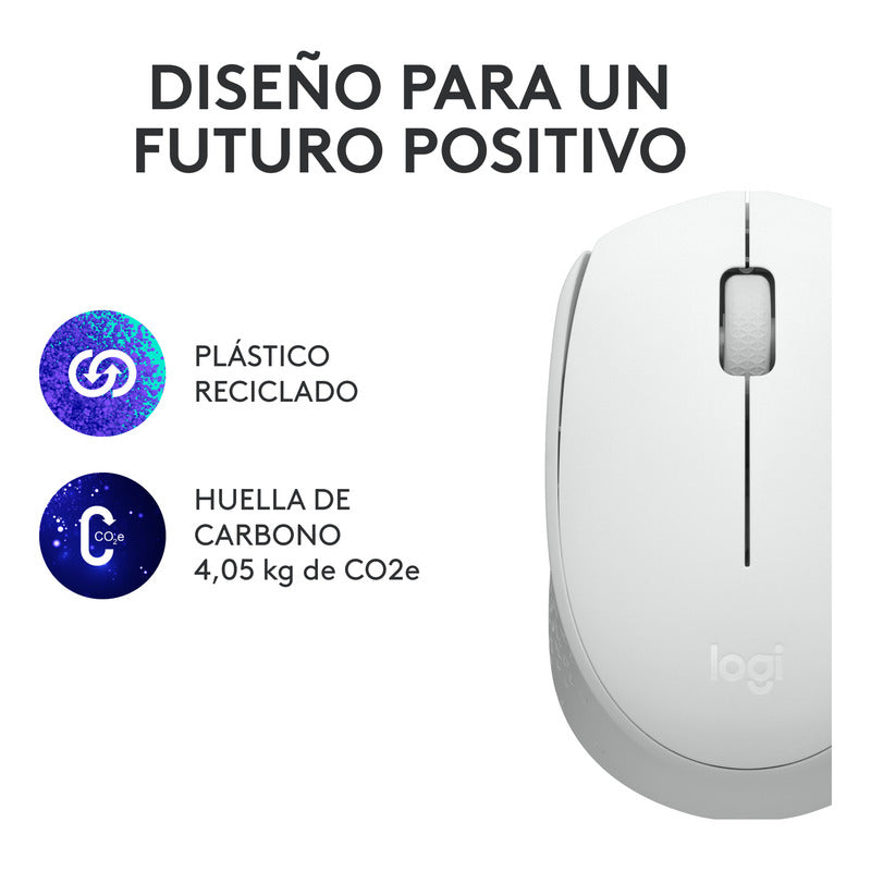 Mouse Inalámbrico Logitech M170, Cómodo Y Portátil, Blanco