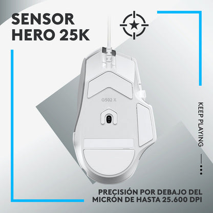 Mouse Gamer Logitech G502 X, Switch Lightforce, Hero 25k