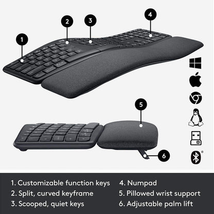 Teclado Dividido Ergonómico Inalámbrico Logitech Ergo K860