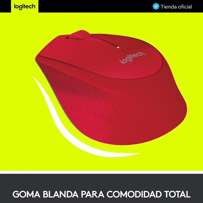 Mouse Inalámbrico Logitech M280 con Cómodo Diseño Curvo, Rojo