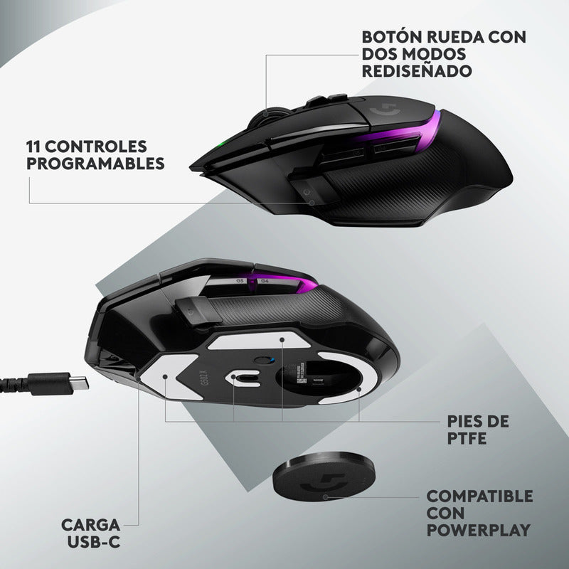 Mouse Gamer Logitech c X Plus Rgb Inalámbrico Hero 25k
