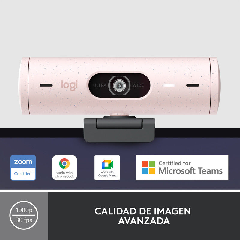 Webcam Full Hd 1080p, Rightlight 4, Logitech Brio 500 Rosado