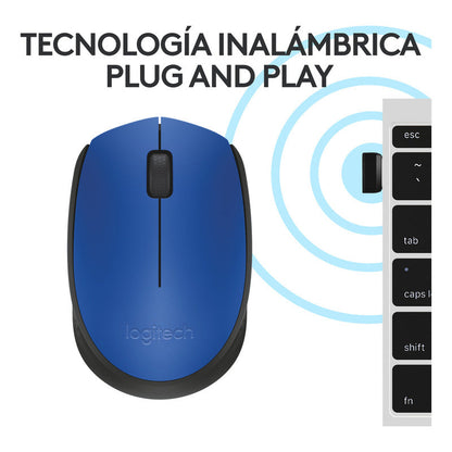 Mouse Inalámbrico Logitech M170, Cómodo Y Portátil, Azul