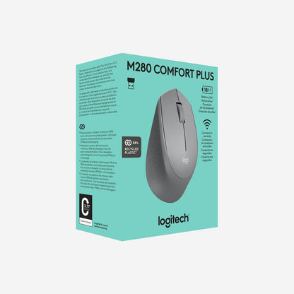 Mouse Inalámbrico Logitech M280 con Cómodo Diseño Curvo, Gris