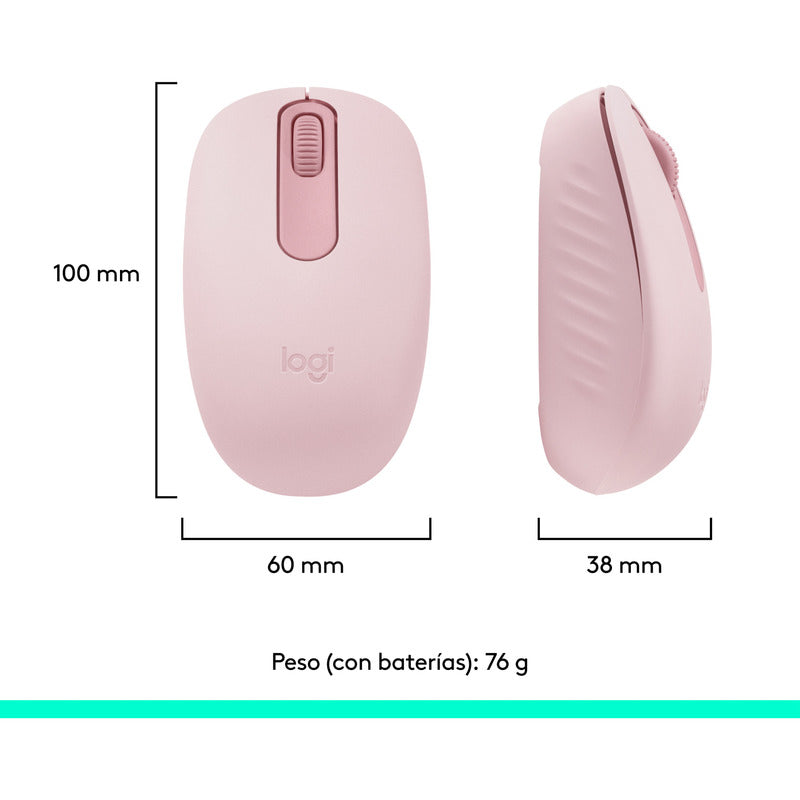 Mouse Inalámbrico Bluetooth Logitech M196, Cómodo Diseño Compacto, Rosa