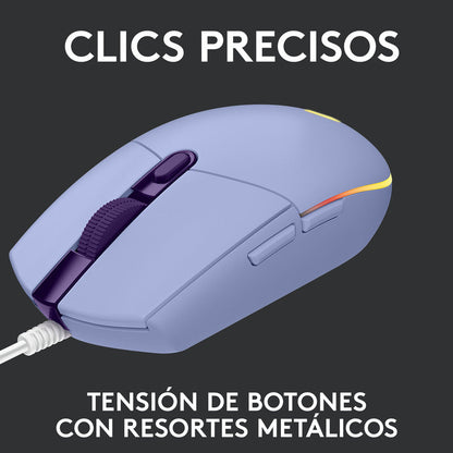 Combo Gamer Logitech Mouse G203 RGB Lila + Pad Mouse G240