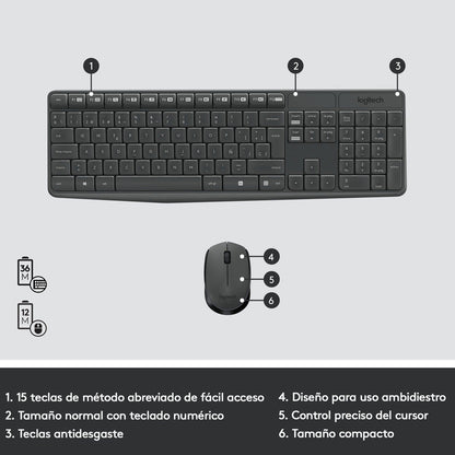 Teclado Multimedia Y Mouse Inalámbrico Logitech Mk235