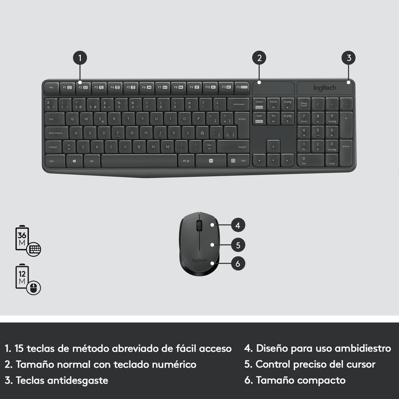 Teclado Multimedia Y Mouse Inalámbrico Logitech Mk235