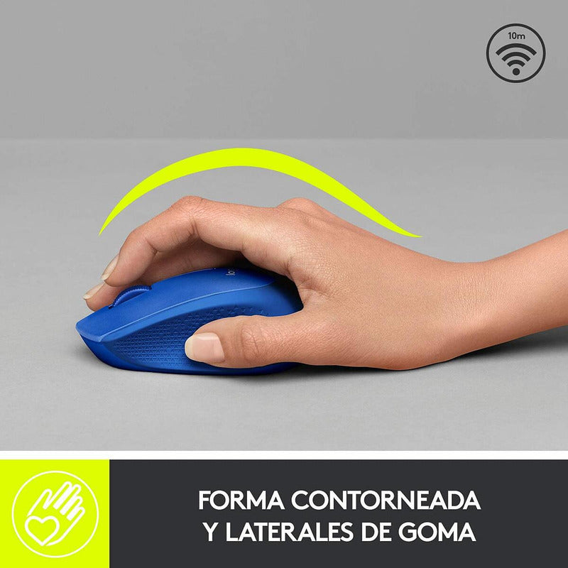 Mouse Inalámbrico Logitech M280 con Cómodo Diseño Curvo, Azul