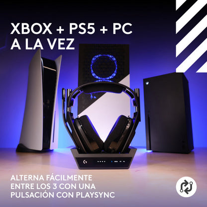 Auricular Gamer Inalámbrica + Base Logitech Astro A50 X LIGHTSPEED, Black