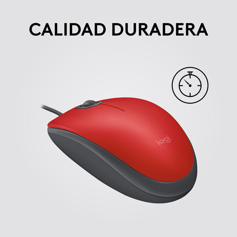 Mouse Logitech M110 Silent/ Clics 90% Más Silenciosos Rojo