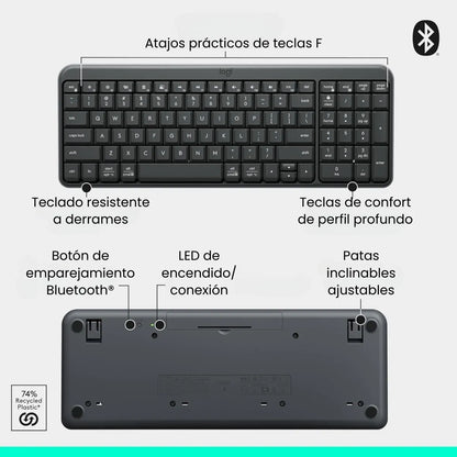 Teclado Multimedia Inalambrico Bluetooth Logitech K250 Blanco