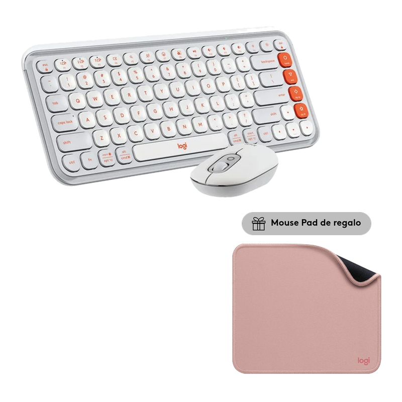 Combo Teclado Y Mouse Bluetooth, Logitech Pop Icon, Blanco