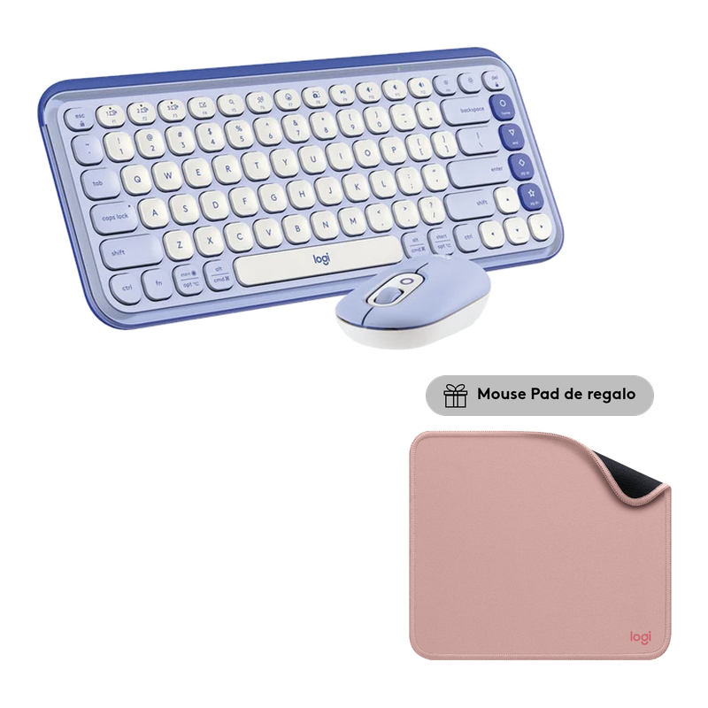 Combo Teclado Y Mouse Bluetooth, Logitech Pop Icon, Lila