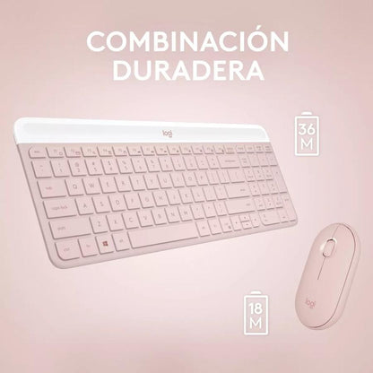 Teclado y Mouse Inalambrico Slim Logitech MK470 Rosa