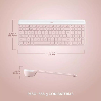 Teclado y Mouse Inalambrico Slim Logitech MK470 Rosa