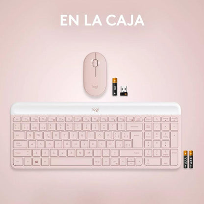 Teclado y Mouse Inalambrico Slim Logitech MK470 Rosa