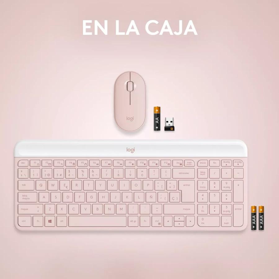 Teclado y Mouse Inalambrico Slim Logitech MK470 Rosa