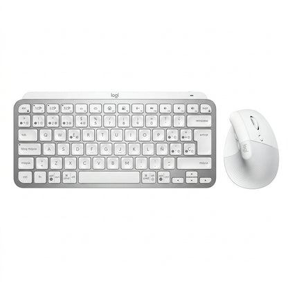 Combo Logitech Mouse Lift Ergo Blanco + Teclado MX Keys Mini Ergo Gris