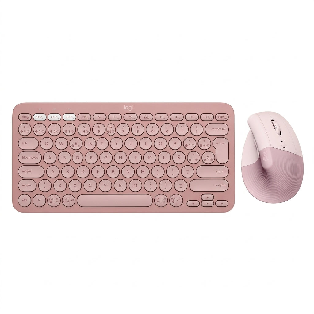 Combo Logitech Mouse Lift Ergo Rosa + Teclado K380 Rosa