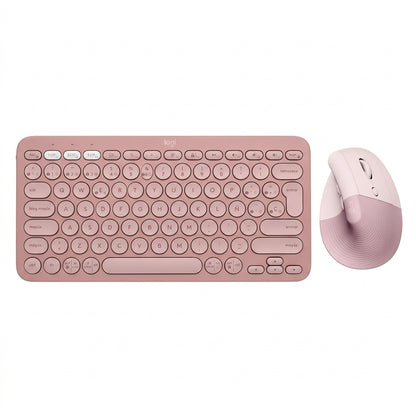 Combo Logitech Mouse Lift Ergo Rosa + Teclado K380 Rosa